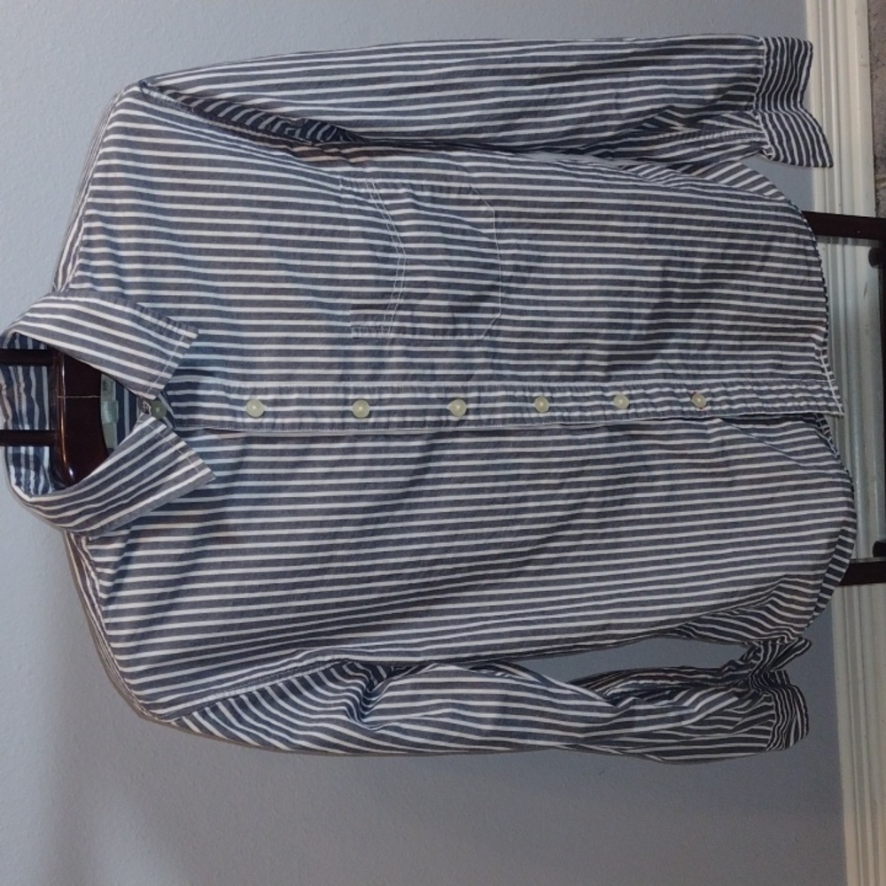 Striped gray button down shirt